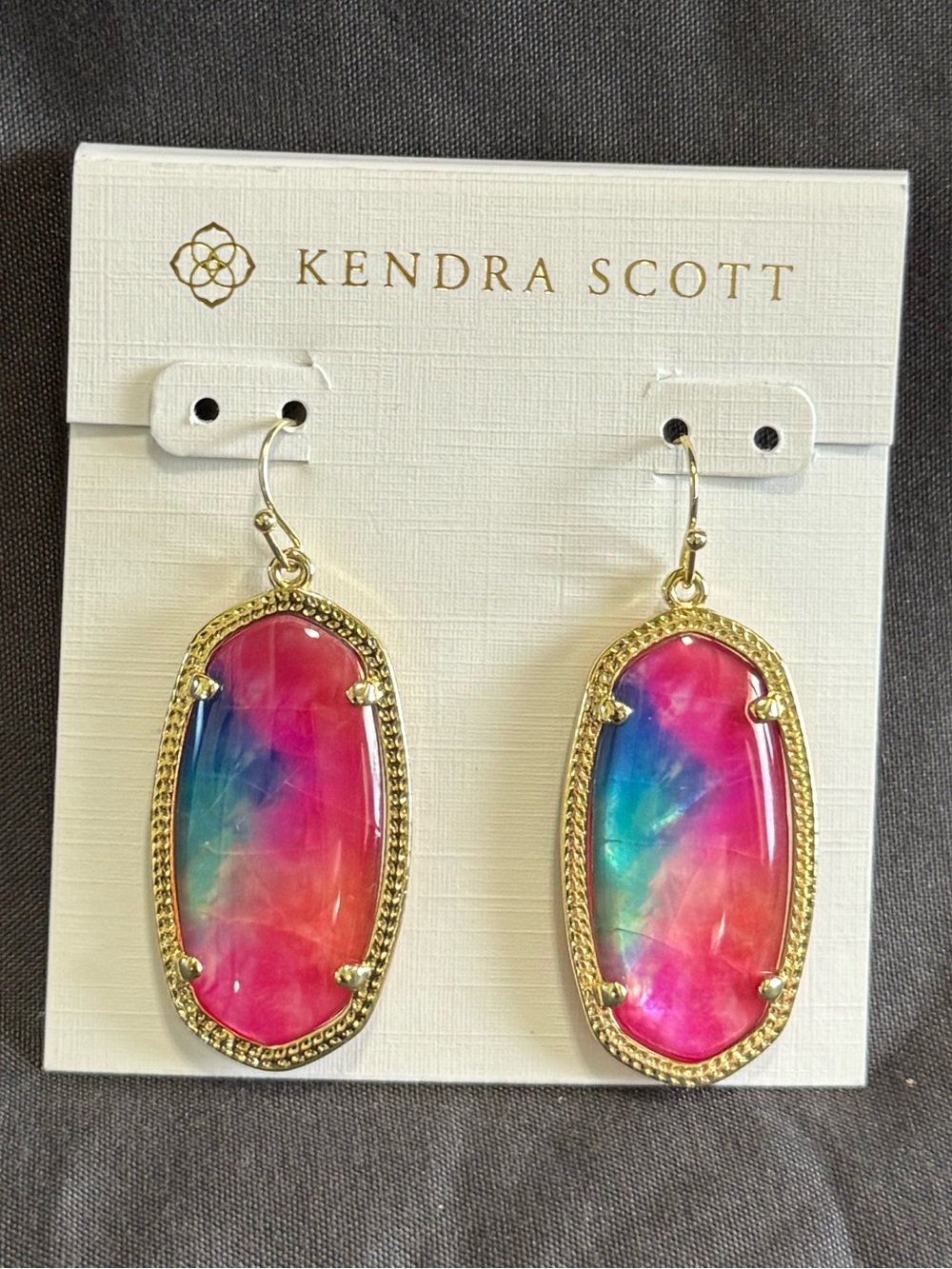 Kendra Scott Pink Blue Multicolor Gold Drop Earrings